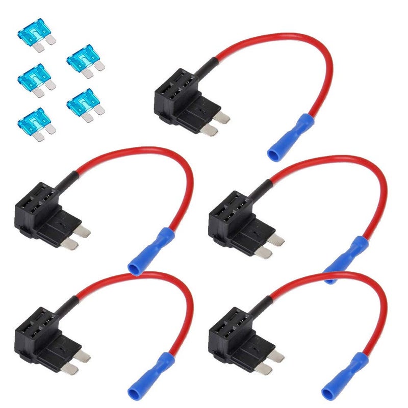 ESUPPORT 12V 24V Standard Add A Circuit Fuse Tap Piggy Back Blade Holder Plug Socket Car Pack of 5 - Image 1